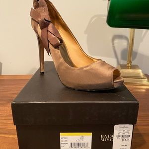 Bronze Badgely Mischka Satin heels